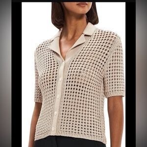 Frank & Oak Beige Button Down Knit Top
